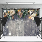 Aperturee - Aperturee Bokeh Snowy Pine Leavs Gifts Wood Christmas Backdrop